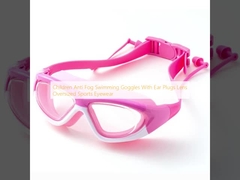 Crianças Óculos de natação anti-nevoeiro Com tampões para as orelhas Lentes Óculos desportivos de grande porte